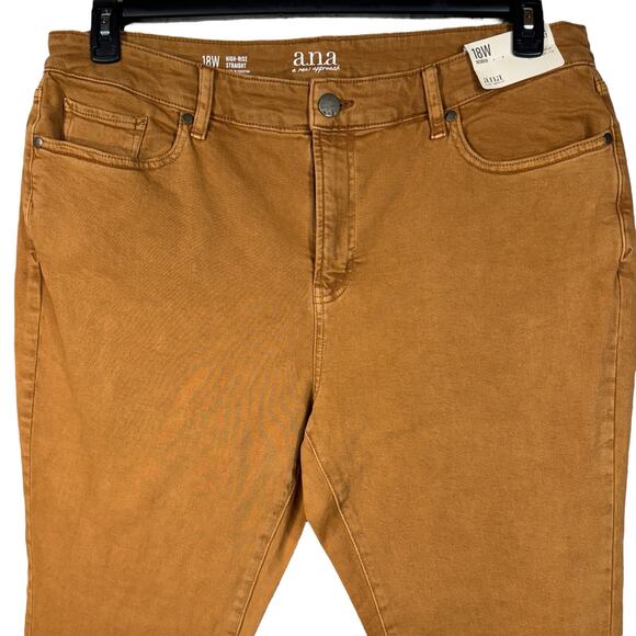 A.N.A. SZ 18W High-Rise Straight Jeans Stretch Zip-Fly Pockets Brown Sugar New - Picture 2 of 9